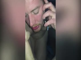 Straight boy talks to his girlfriend on the phone while sucking dick